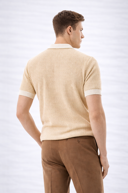 BEIGE COLOR POLO T-SHIRT