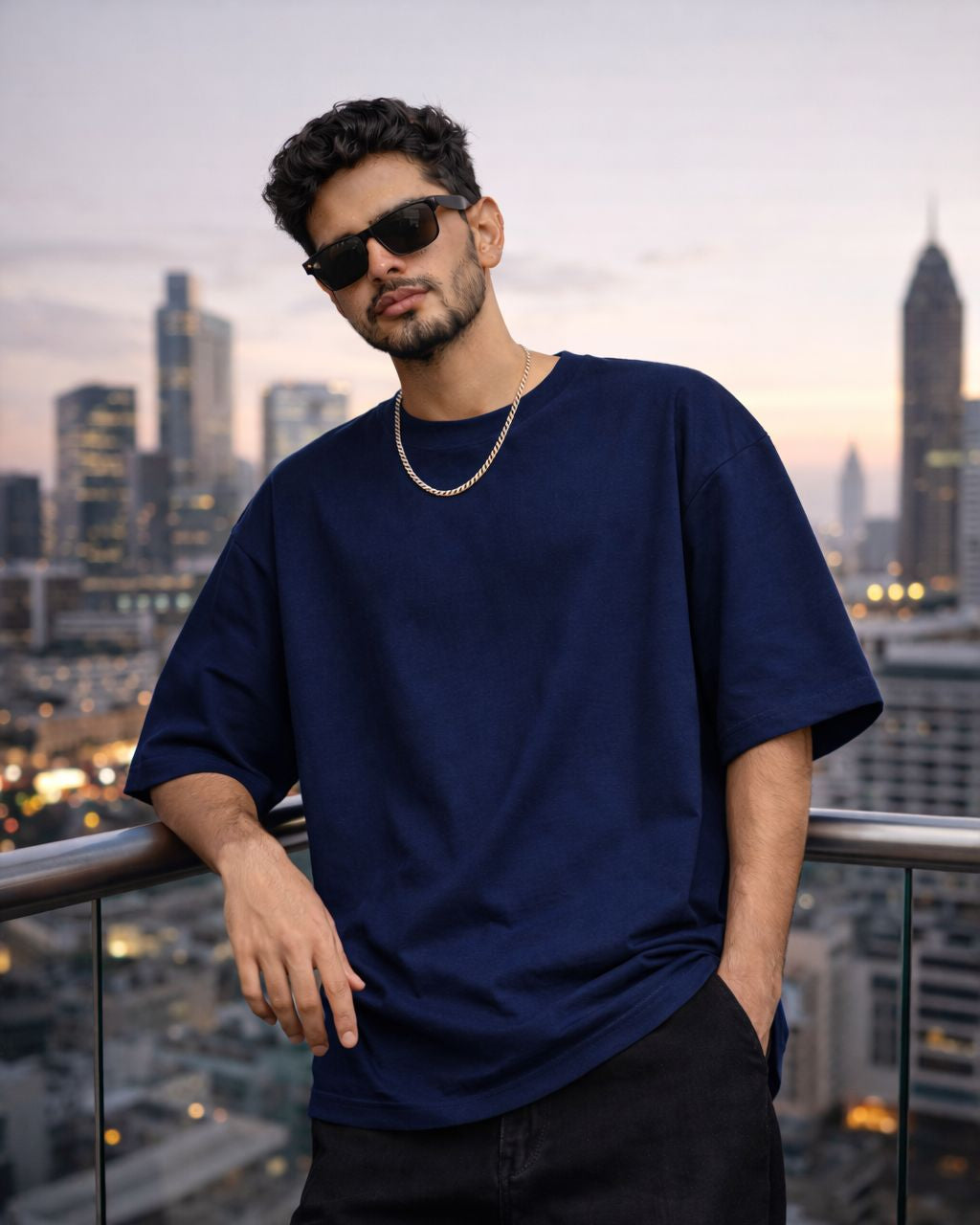 PLAIN DARK BLUE OVERSIZED T SHIRT