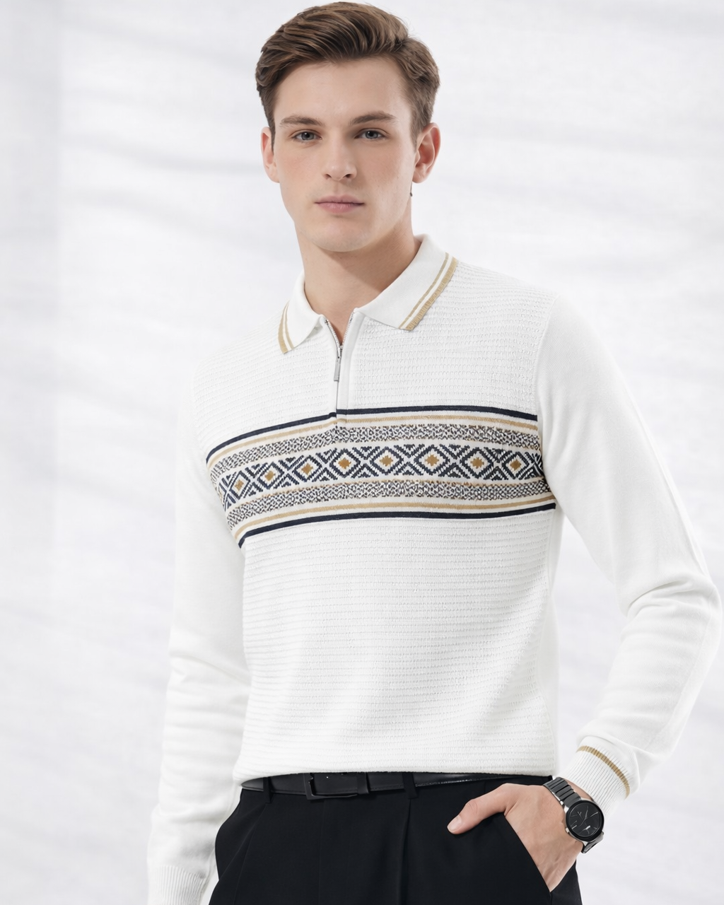 WHITE RICH DESIGN T-SHIRT