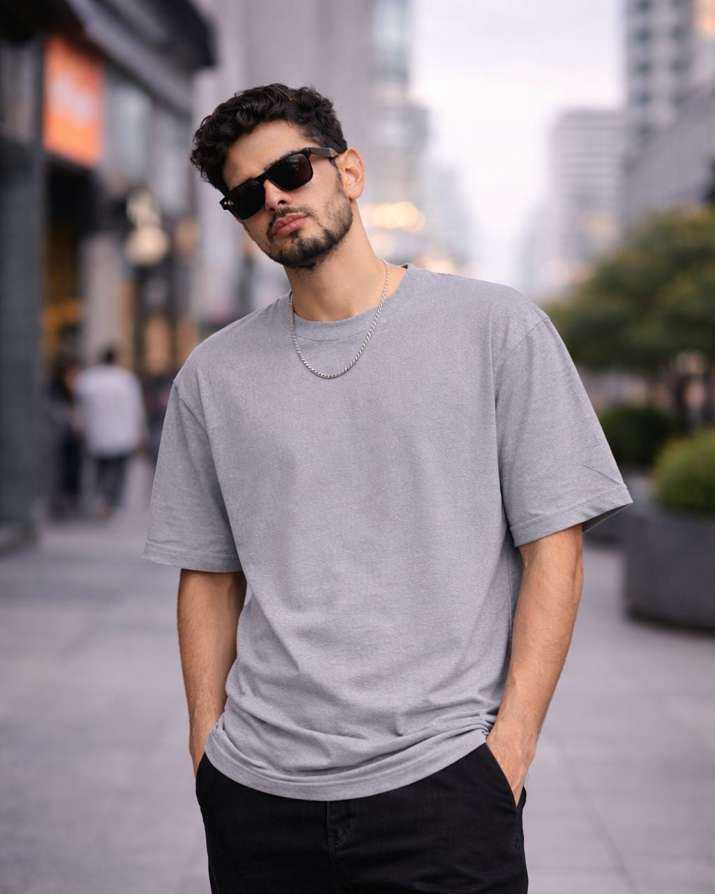 PLAIN GREY OVERSIZED T SHIRT
