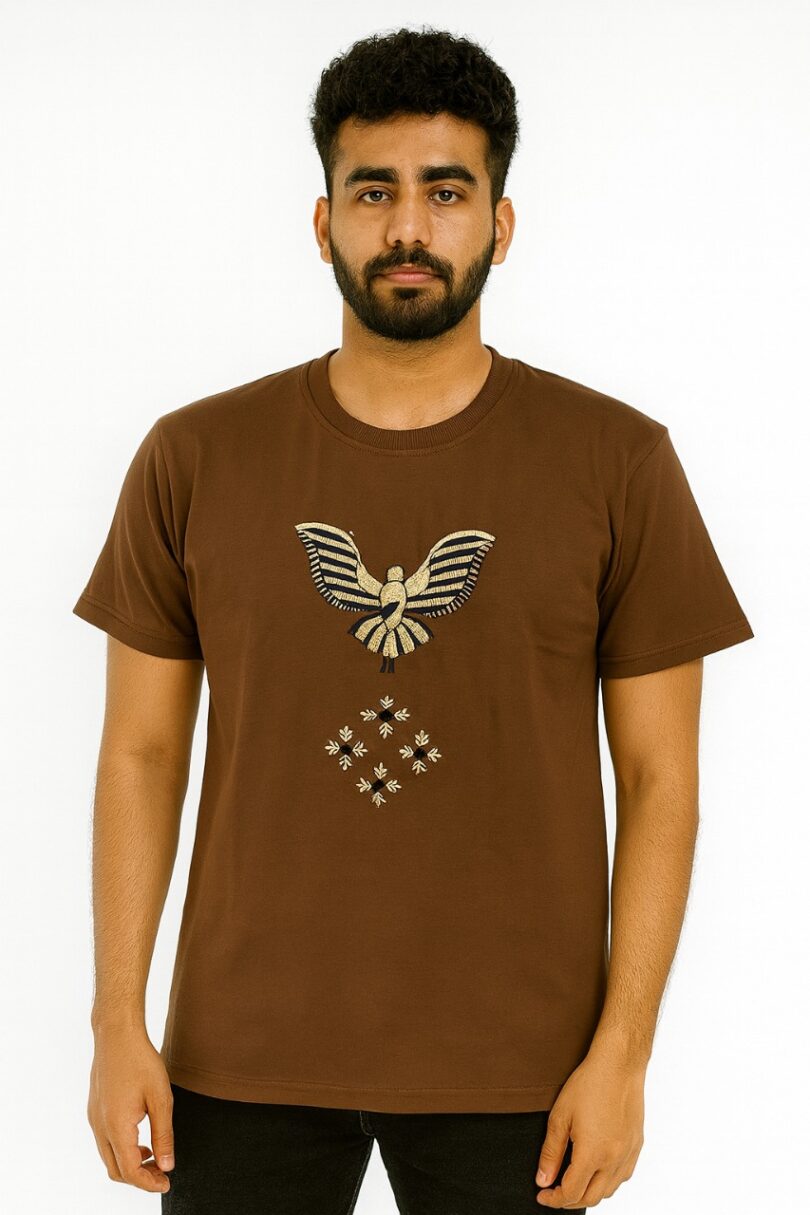 Brown Embroidery T-shirt