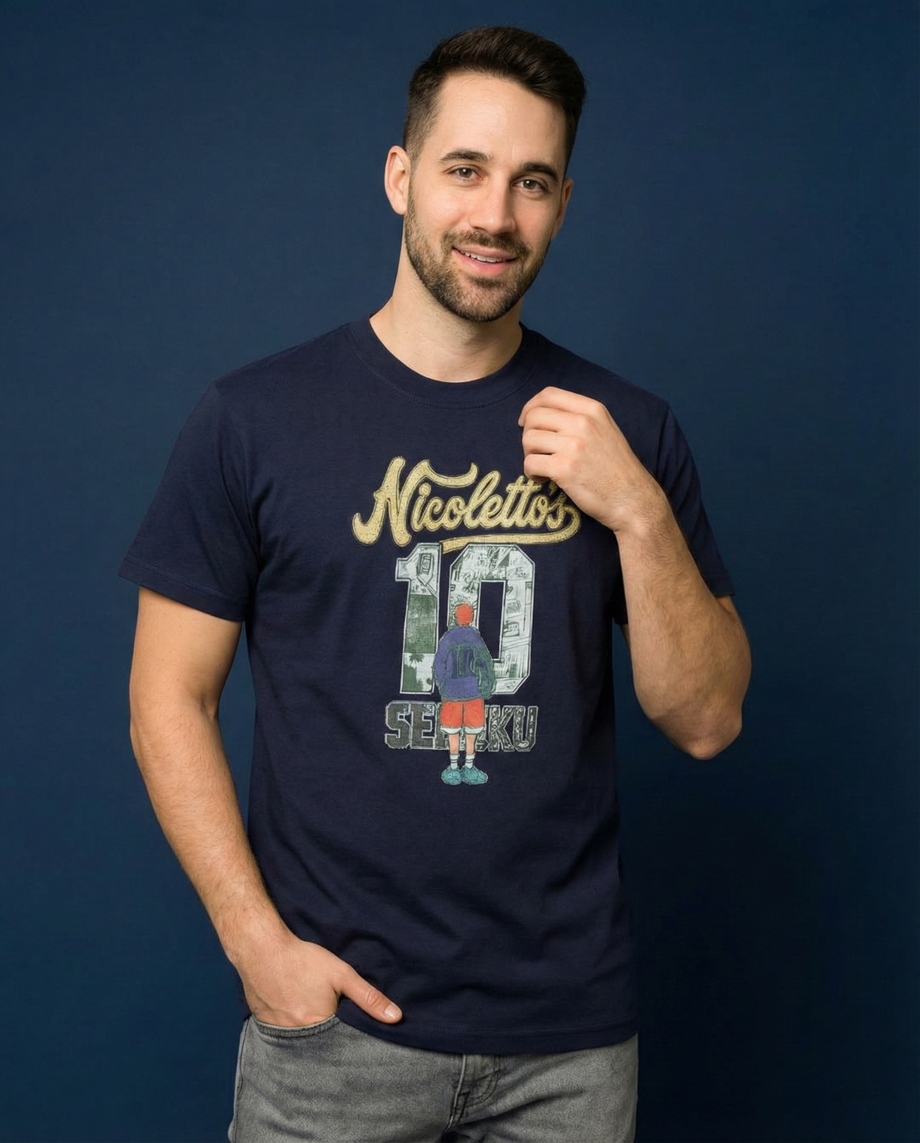 Blue Nicoletto's Digital Print T-shirt