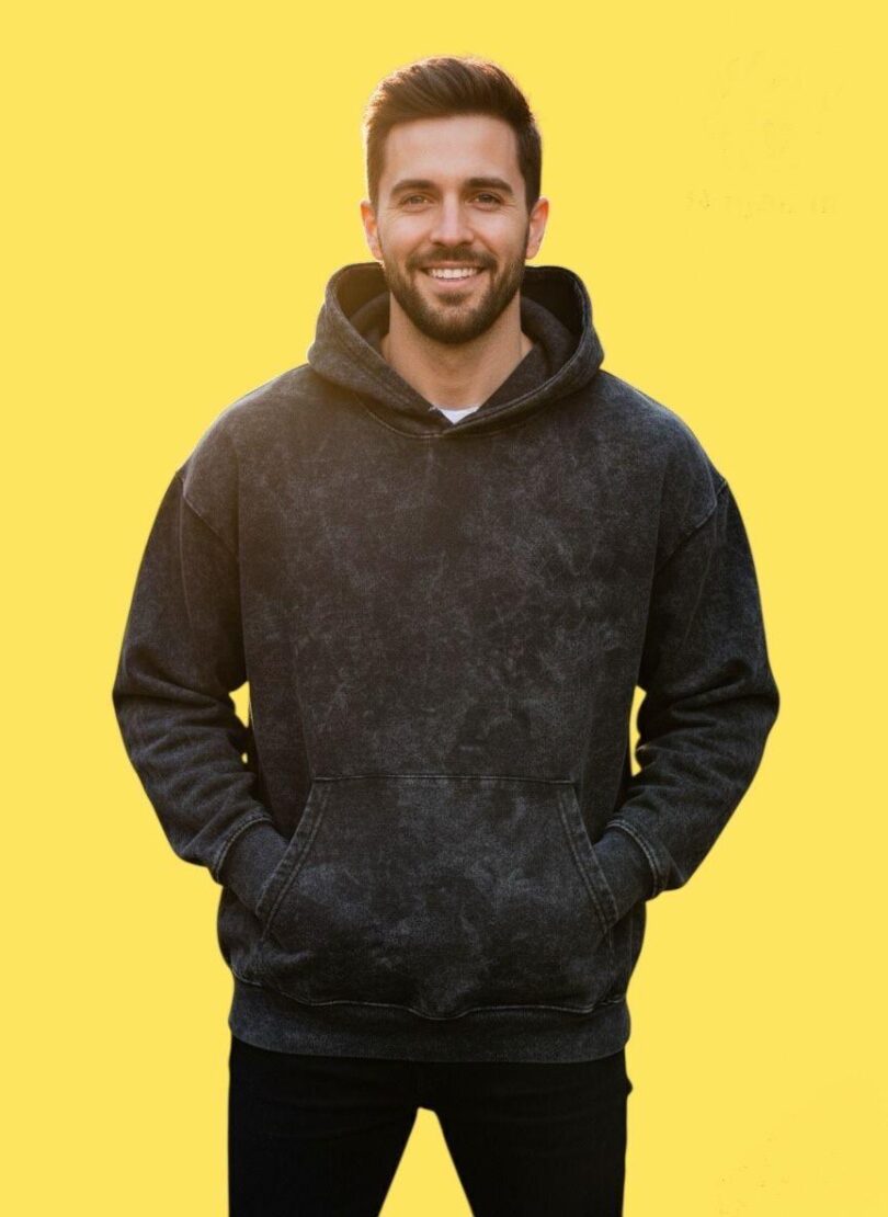 Black Acid Wash Hoodie