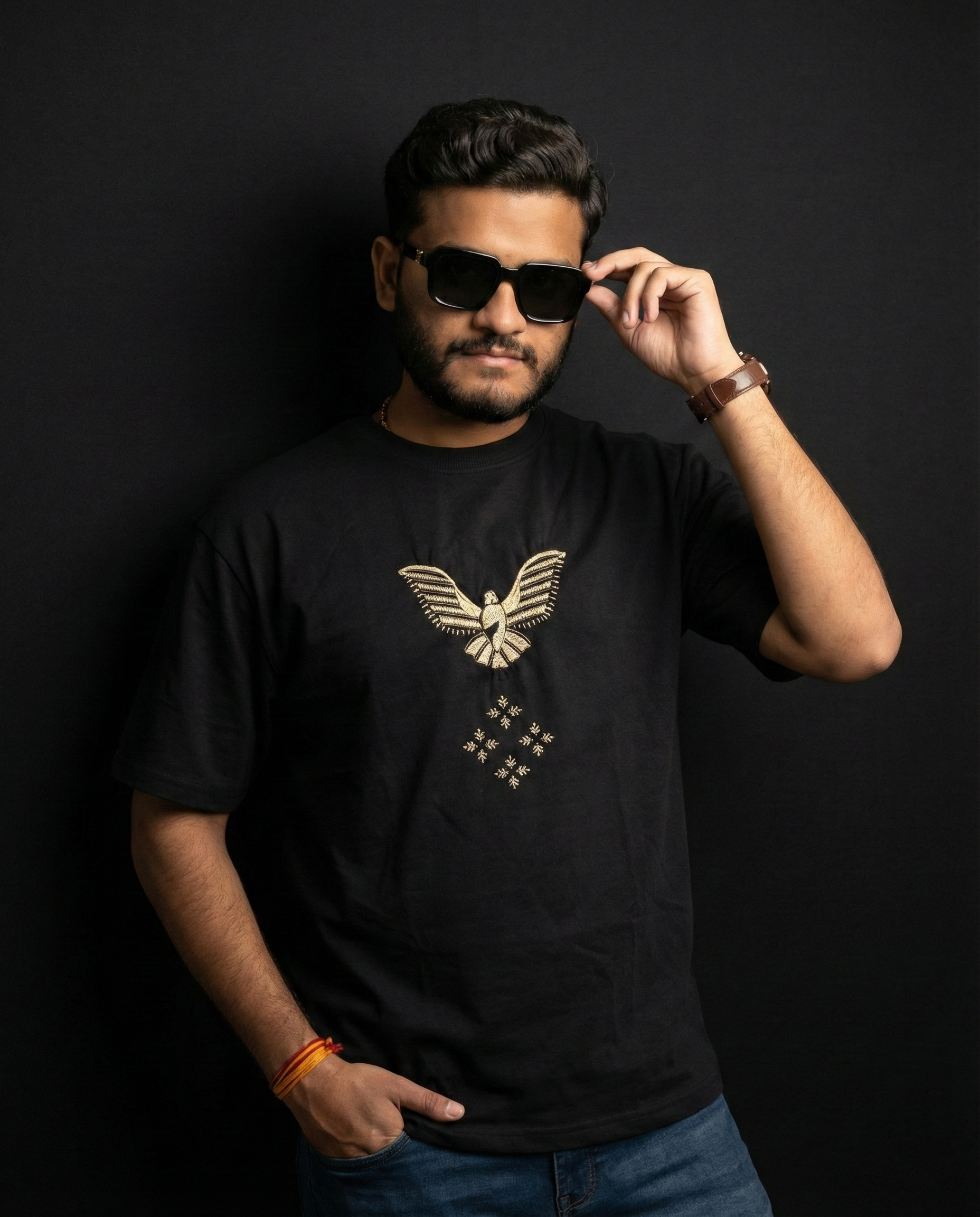 Black Best Embroidery Work T-shirt