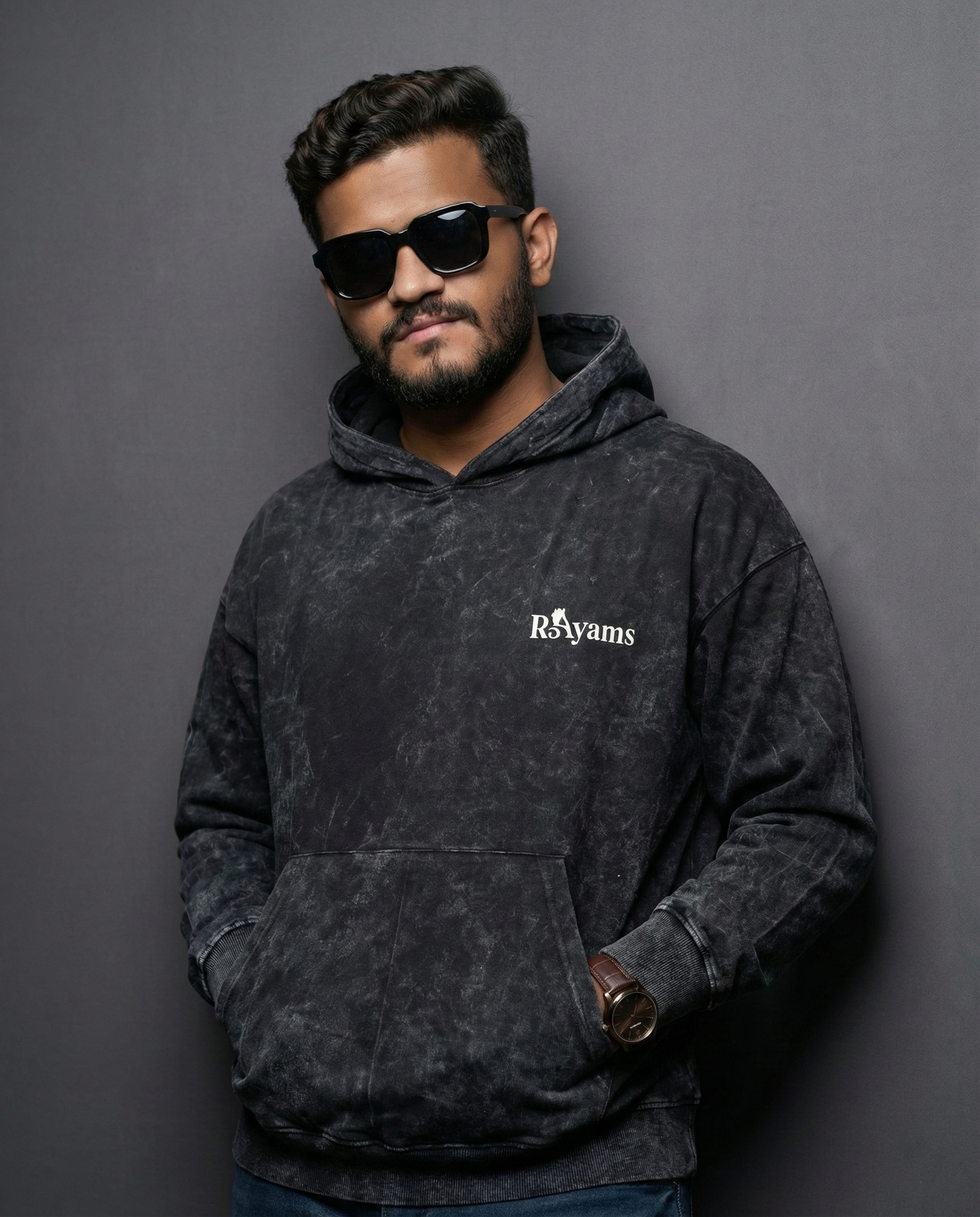 Black Acid Wash Hoodie