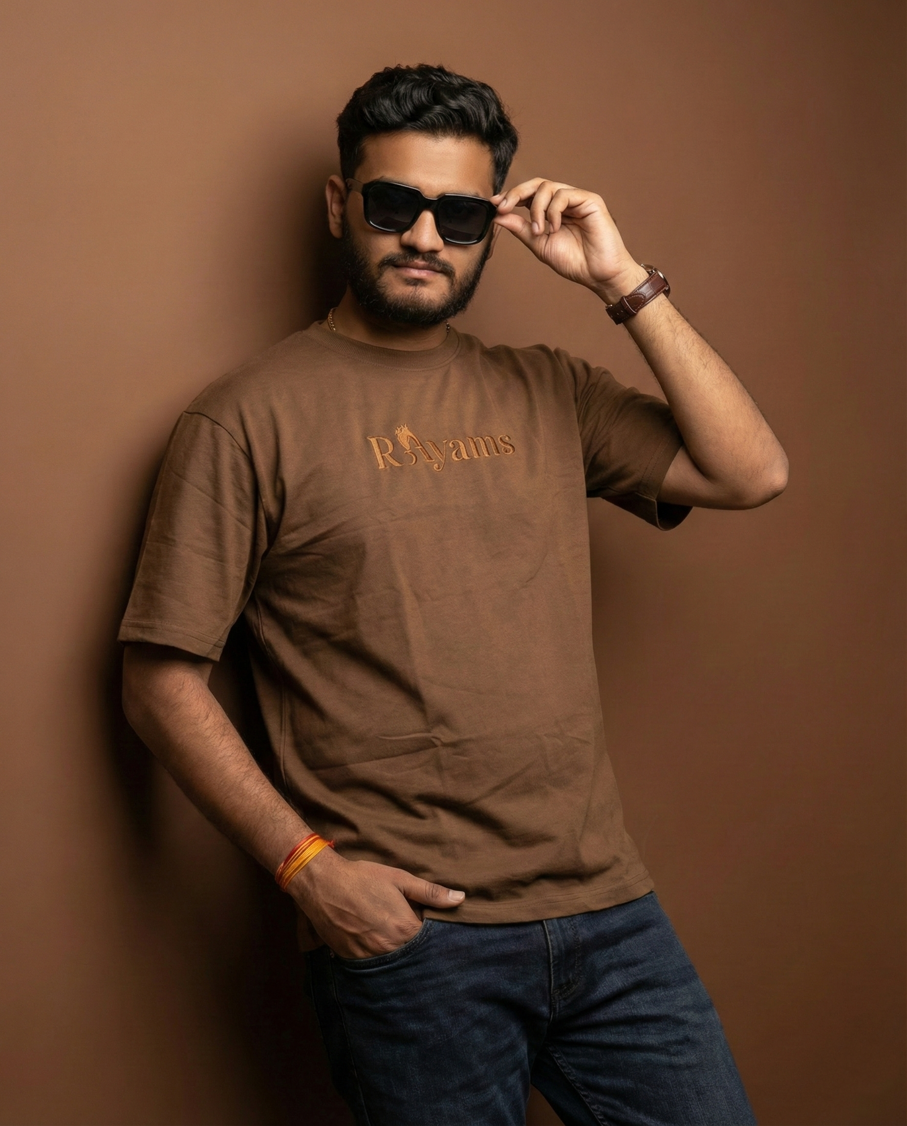 Brown Best Embroidery Work T-shirt