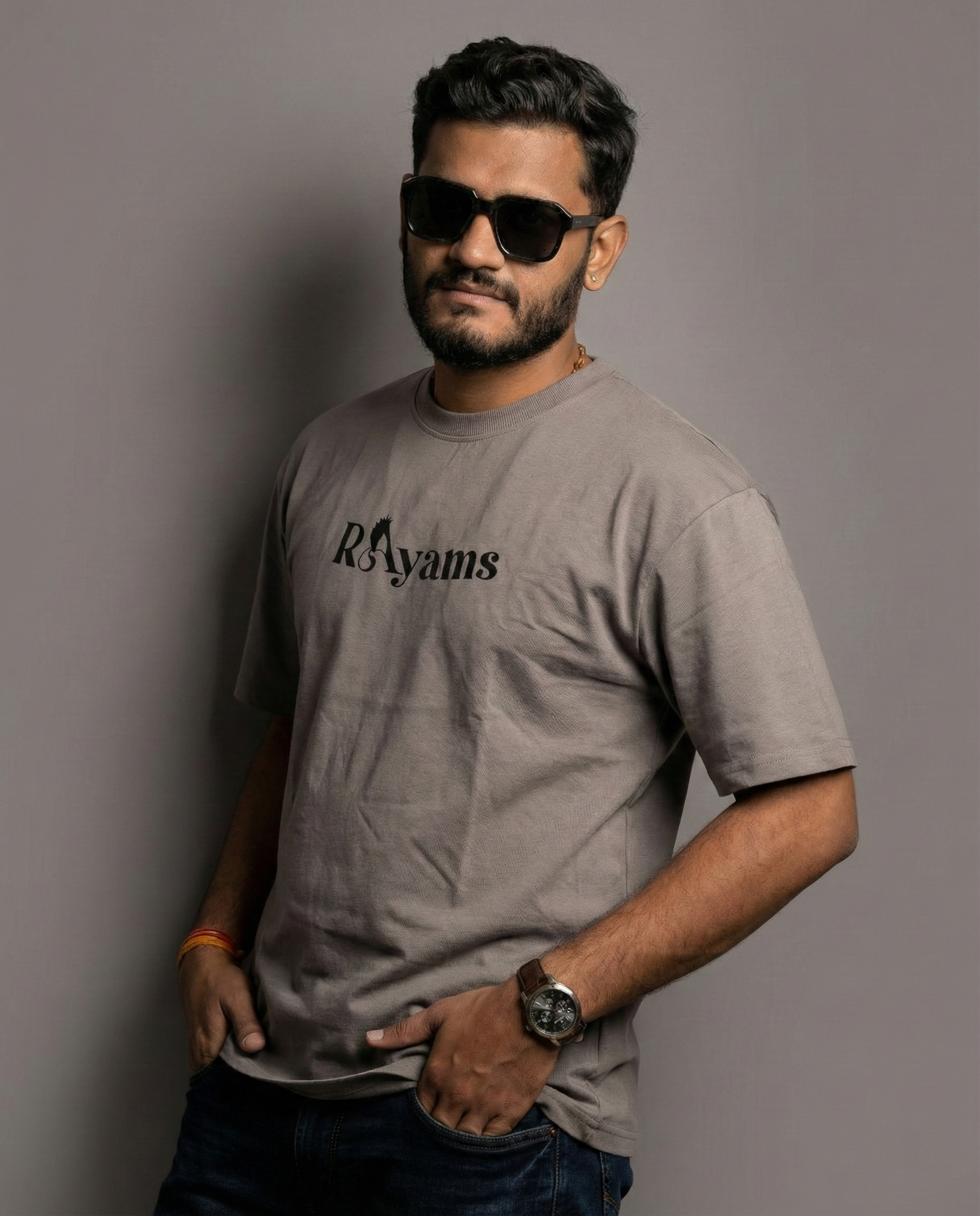 Gray Best Embroidery Work T-shirt