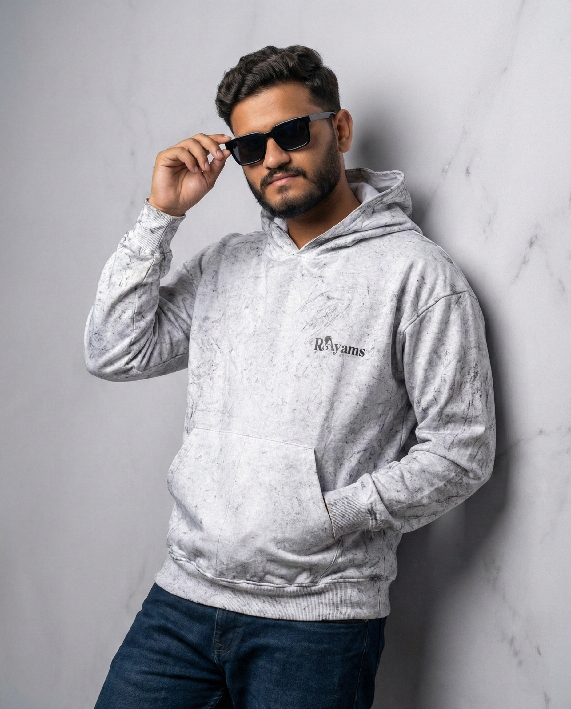 White Acid Wash Hoodie